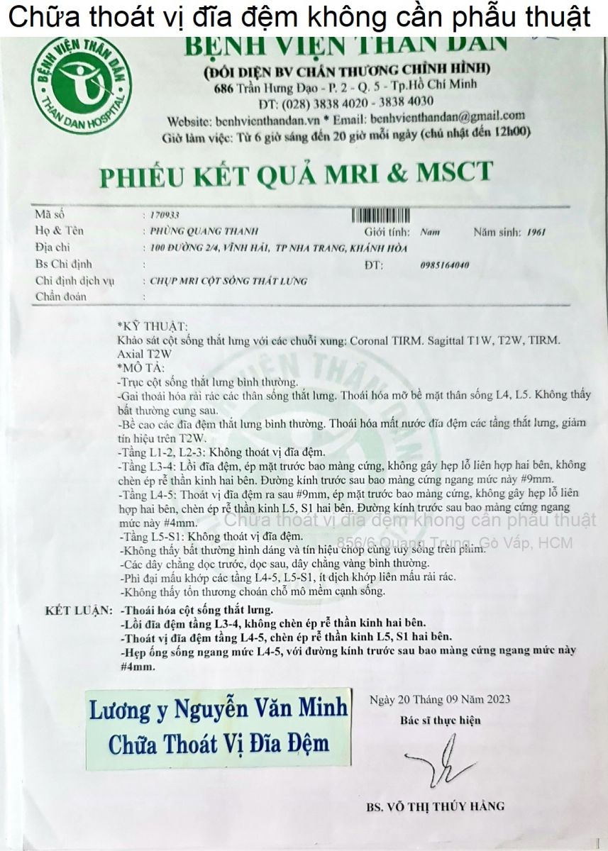 Chữa thoát vị đĩa đệm không cần phẫu thuật